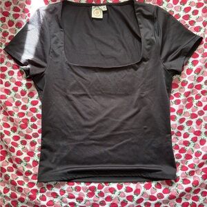 Women's Black Square Neck Top